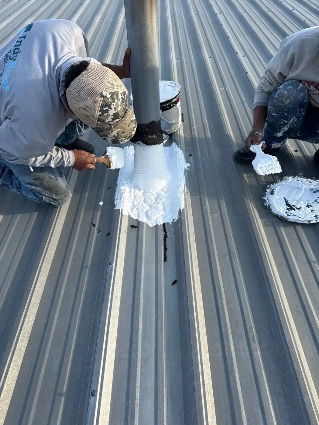 Tarping and dry-in on a AmeriPlex Indianapolis commercial roof